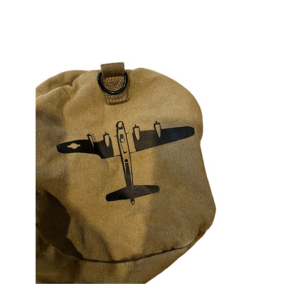 Flying Fortress Beige Canvas Duffel Gym Bag 24x10x10 - Picture 5 of 5